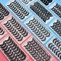 Lot de 10 paires de faux cils 3D en vison synthétique, doux et spectaculaires, longueur 25 mm – Collection Hot Mix