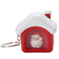 Porte-clés lampe torche LED en forme de maison de dessin animé sur le thème de Noël avec effet sonore, logo personnalisé, accessoire cadeau léger