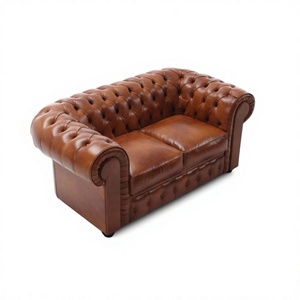 Sofá Seccional de Dos Plazas de Lujo Moderno en Oferta, con Relleno de Espuma y Cuero Genuino, Estructura de Madera, para Sala de Estar de Hotel o Villa - Product Image 1
