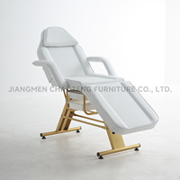 Table de massage moderne pliable en 3 sections dorée, promotion exceptionnelle, lit de tatouage et de cils multifonctionnel réglable pour salon de beauté