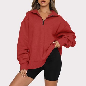 Pullover mezza <span class=keywords><strong>Zip</strong></span> Teen Girls Y2K vestiti cotone poliestere manica lunga sport felpa oversize personalizzata - Product Image 6