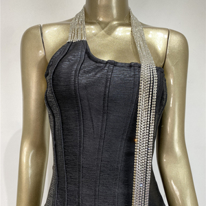Women Sexy Halter Diamond Chain Bandage <strong>Dress</strong> Backless Patchwork Sleeveless Clothes Evening Party <strong>Dresses</strong> - Product Image 5