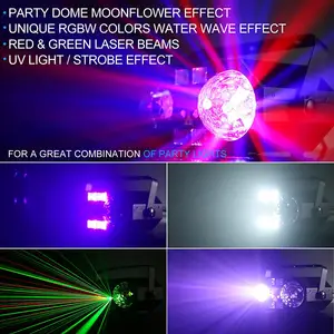 VALAVA 5in1 Multi-Effet DJ Disco Éclairage Led Mirror Ball UV Strobe Laser Water Wave Light Pour Discothèque Party Lights