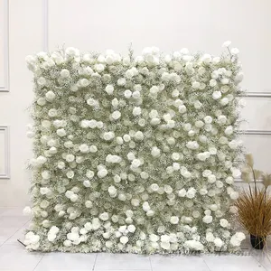GNW Factory Outlet Custom Pink Flower Wall Artificial Silk Flower Wall For Wedding Decoration Flower Wall Wedding Background