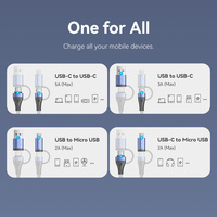 Cable Vention 4 en 1 USB 2.0 A a C y Micro-B, cable de carga USB C de 5A, tipo aleación de aluminio
