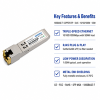 Module émetteur-récepteur optique SFP 10/100/1000 BASE-T, routeur, commutateur, port électrique GLC-T, cuivre RJ45 100M