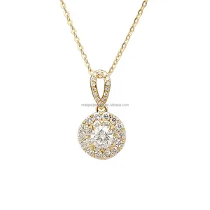 New Luxury Design 18K Real Solid Yellow White Gold Au750 HPHT CVD Lab Grown Diamond Necklace for Women Gift Custom