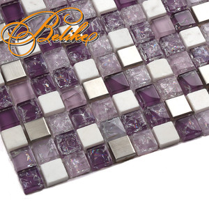 <span class=keywords><strong>Piastrelle</strong></span> in Mosaico di Vetro Stile Moderno Belike, Decorazione Murale Viola Affascinante, 300x300mm Quadrate per <span class=keywords><strong>Cucina</strong></span> e Bagno - Product Image 6