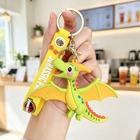 Porte-clés en silicone dinosaure T-Rex de dessin animé créatif et mignon, le plus populaire de 2026, pour sac d'école d'étudiant