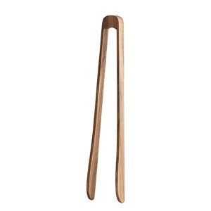 Wholesale Kitchen BBQ Use Acacia Wood Food Tong for Cooking Grilling Pasta Bread Pickles