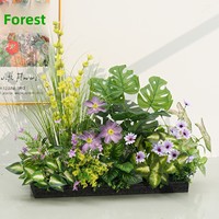 Boîte à fleurs d'extérieur haut de gamme style pastoral avec fleurs et plantes artificielles réalistes (Chrysanthèmes et autres)