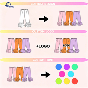 Pantaloni con Volant in <span class=keywords><strong>Cotone</strong></span> Tinta Unita per <span class=keywords><strong>Bambina</strong></span>, Alta Qualità, Traspiranti e Morbidi, <span class=keywords><strong>Leggings</strong></span> Casual per Bambine - Product Image 3