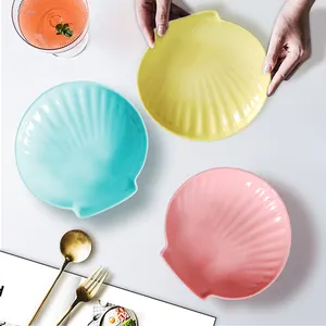 7 Inch Creative Design Blue Sea Shell Shape Household Decorative Snack Melamine Plate