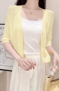 2025 Cardigan estivo in maglia di seta color ghiaccio, involucro leggero, maglieria da donna Versatile stile gilet. - Product Image 4