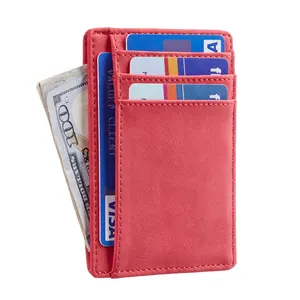 Wholesale Design bright Color Custom Logo Faux Leather Minimalist Slim Credit Card Wallet