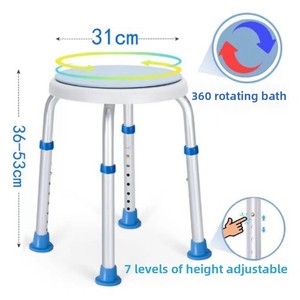 <span class=keywords><strong>Tabouret</strong></span> de <span class=keywords><strong>douche</strong></span> rotatif à 360 degrés <span class=keywords><strong>pour</strong></span> personnes âgées Utilisation chaise de <span class=keywords><strong>douche</strong></span> et chaise de bain à hauteur réglable en alliage d'aluminium - Product Image 2