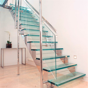 Paneles de cristal laminados esmerilados antideslizantes, escalones de acero inoxidable, cantidad de metal, mono stringer, escalera, precios - Product Image 6