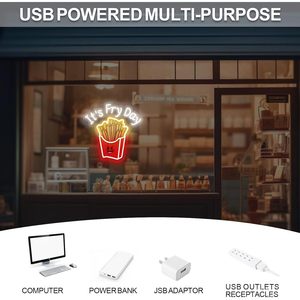 Panneaux néon LED pour frites, à intensité variable, alimentés par USB, lumière d'ambiance, décoration de vitrine, lumière indicatrice de rue, personnalisables - Product Image 2