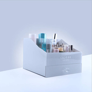 Custom luxury acrylic cosmetic storage display box with drawer counter display box