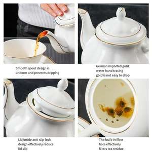 กาน้ำชาและกาแฟเซรามิกความจุขนาดใหญ่ ลายดอกไม้ กาน้ำเย็น กาน้ำชาดินเผาและชุดกาแฟนม - Product Image 6