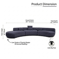 Evergo Hochwertige Luxus Gebogene Modulare Sofa-Garnitur mit Wildleder-Stoffbezug Elegantes Set für Hotel und Wohnzimmer