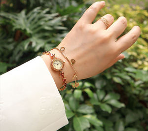 Montres pour femmes de haute qualité en pierres de grenat naturelles, montres-bracelets de luxe pour femmes, ensemble cadeau - Product Image 5