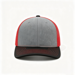 Gorra Trucker Estilo Richardson 112, Color Gris Jaspeado, Malla Roja Delantera, Visera Negra, Personalizable con Logotipo, Ajustable, para Exteriores - Product Image 6