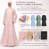 Nouvelle Collection 2026 : Abaya Kimono Élégante Printemps en Dentelle Perlée, Broderie Florale Ornée, Sur Mesure, Luxe Mariage OEM