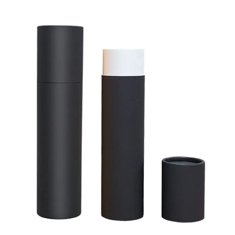Tubos de papel para pôster com borda preta, resistente a seco e umidade, caixas de papel redondas para pintura, latas de papel para envio