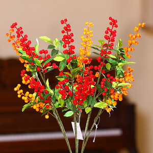 Décoration de fête du Nouvel An chinois à branche unique en plastique, fruits artificiels rouges, verts, oranges et blancs à 4 branches - Product Image 3