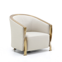 Fauteuil en cuir moderne italien 1 place avec pieds en métal, fauteuil de loisirs moderne pour salon ou hôtel, canapé individuel