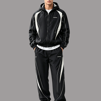 Ensemble de survêtement en nylon coupe-vent pour homme, veste zippée oversize et pantalon, ensemble léger en nylon patchwork, tenue de jogging streetwear
