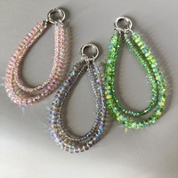 Breloque de téléphone en cristal double couche haut de gamme, cordon anti-perte de style bracelet, pendentif de sac perlé DIY, porte-clés