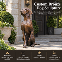 Sculpture de chien réaliste en bronze, moulée à la cire perdue, statue animale personnalisée, décoration extérieure durable pour jardin, cour, entrée d'hôtel
