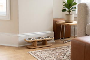 Feeding Station Raised Wooden Pet Feeder <b>Small</b> <b>Dog</b> with 3 Stainless Steel <b>Bowls</b> - Product Image 3