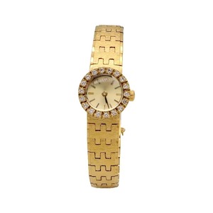 Montre à quartz pour femme, populaire, originale, vintage, exquise, à motif écorce, ornée de diamants, avec aiguilles, dorée - Product Image 1