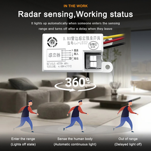 <span class=keywords><strong>Détecteur</strong></span> <span class=keywords><strong>de</strong></span> <span class=keywords><strong>mouvement</strong></span> radar micro-ondes intelligent 5.8G AC220V 100W à économie d'énergie avec lampe intégrée pour armoire et salon - Product Image 3