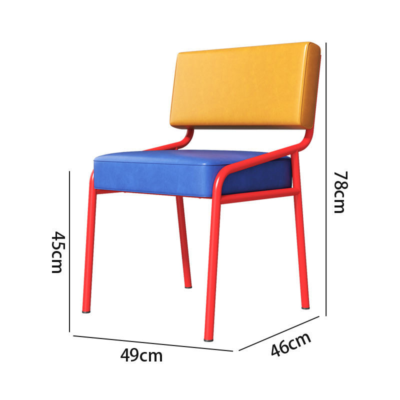 Pieds rouges - Coussin bleu - Dossier jaune