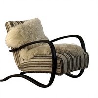 Fauteuil d'appoint Mid-Century French Cream Berk, fauteuil de loisirs design pour salon, chambre et balcon