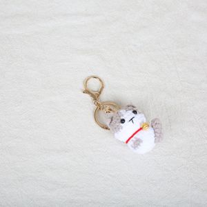 Porte-clés chaton au crochet fait main, avec petite décoration, pendentif poupée en fil doux tricoté, breloque amigurumi animal, ornement de <span class=keywords><strong>sac</strong></span>, cadeau - Product Image 2