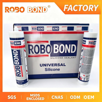 Scellant silicone neutre ROBO BOND, 100% silicone pour mur-rideau en verre, scellant météo non structurel, transparent, en cartouche