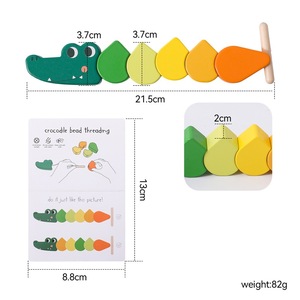 Trẻ em mới bằng gỗ cá sấu đính cườm đồ chơi tập trung tay-mắt phối hợp hạt xâu chuỗi khối xây dựng giáo dục Montessori - Product Image 6
