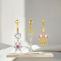 Piercing de nombril en acier inoxydable Xinfocus pour femmes, plaqué or, fleur pendante, anneaux de nombril, bijoux de mode pour femmes et hommes