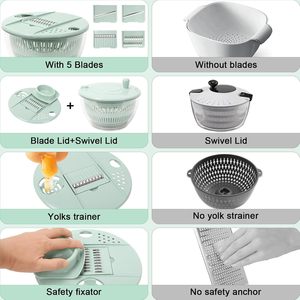 New Arrivals Kitchen <b>Vegetable</b> Drying Drainer Bowl Plastic Manual Salad Spinner and Slicer <b>Chopper</b> with 5 Blade - Product Image 2
