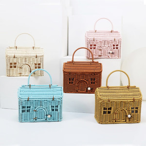 Maison de poupée fournisseur de cadeaux fait à la main rotin <span class=keywords><strong>Casa</strong></span> sac tissé maison rotin sacs mignons <span class=keywords><strong>osier</strong></span> paille sacs enfants rotin - Product Image 4