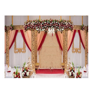 Mandap Dorado Tallado para Bodas Glamorosas, Mandap Dorado Tallado en FRP para Bodas Reales en EE. UU., Mandap Dorado Tallado en Fibra para Bodas Elegantes en EE. UU. - Product Image 1