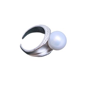 Bague en argent S925 faite à la main, perle d'eau douce mate ronde de 11-12 mm, blanche, forte brillance, défauts exquis, bague à la mode en perle d'eau douce - Product Image 4