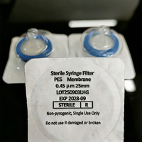 Filtersbio Biomed - Filtro de Jeringa Científico PES de 25 mm de Diámetro, Tamaño de Poro de 0.45 m, Paquete Estéril de 100 Unidades, OEM Disponible, ISO9001