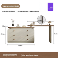 Coiffeuse Moderne Crème en Bois Massif avec Rangement Intégré, Style Rétro Simple, Meuble de Chevet de Chambre