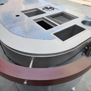 Chariot à café mobile en acier inoxydable avec accoudoirs en bois, station de bar, station à café portable commerciale pour café - Product Image 5